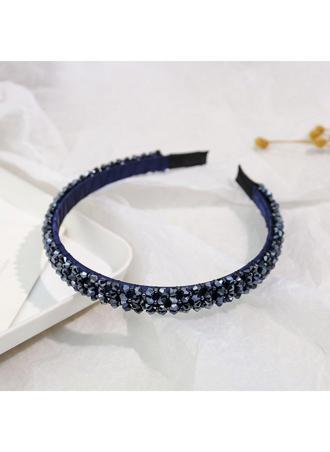 Ruihfas - Fashion Sparkle 4 Rows Crystal Rhinestone Headbands Beaded Hair Hoop Band (Navy) - Image 1