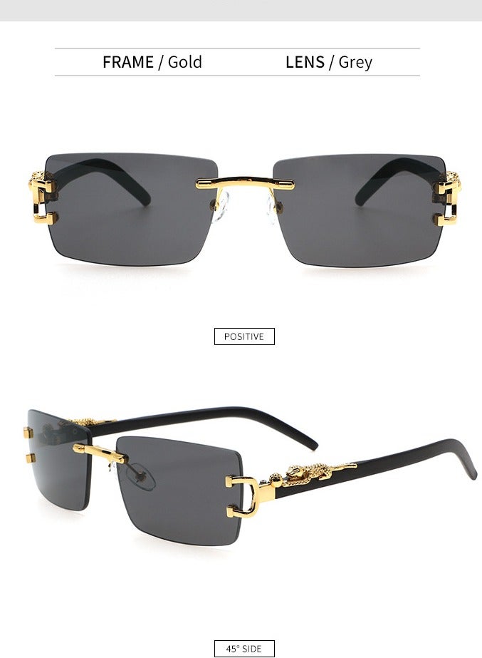 Fashionable and trendy rimless rectangular personalized sunglasses - Image 2