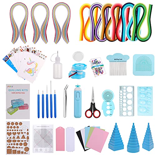 JoyPlus Quilling Kits for Beginners with Manual, 24 Tools & Supplies with Durable Storage Box, Updated Paper Crimper Tool, Premium Husking Board & Electronic Pen Blue - Image 2