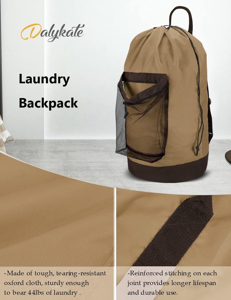 Dalykate Backpack Laundry Bag, Laundry Backpack with Shoulder Straps and Mesh Pocket Durable Nylon Clothes Hamper Bag with Drawstring Closure for College, Travel, Laundromat, Apartment - Image 5