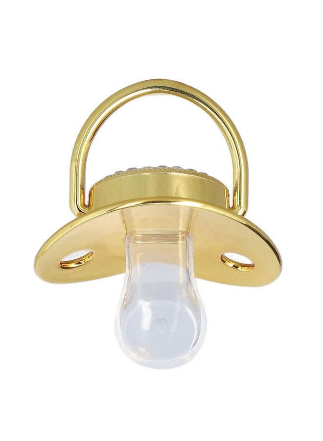 GLOGLOW Fashionable Portable Golden Letter Pacifier, Travel-Ready Hygienic Rhinestone Infant Pacifier with Clip (B) - Image 4
