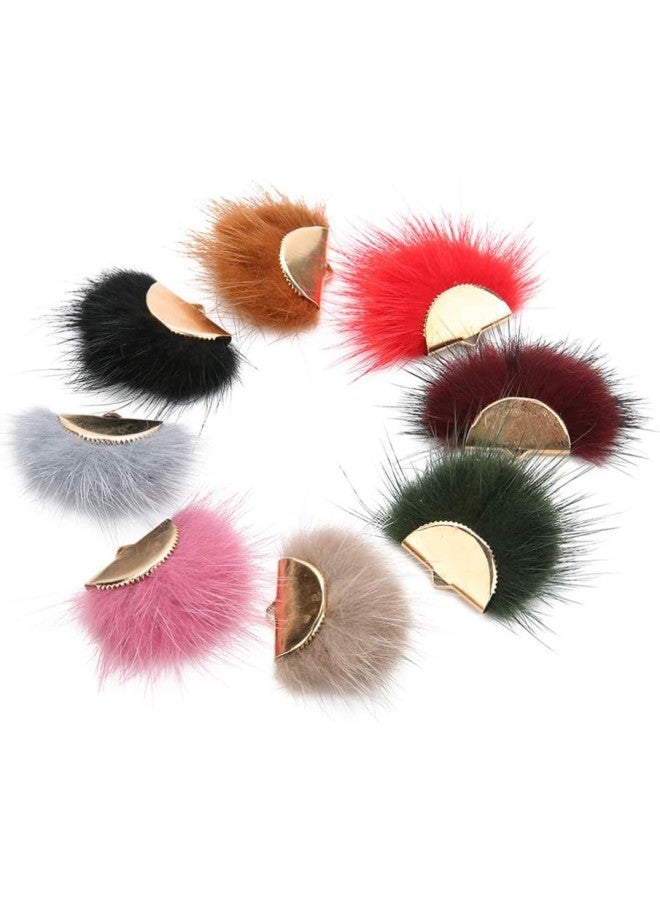klarako 5pcs Pompom Earring Charms Faux Fur Fan Shape Earring Pendant Colorful DIY Fluffy Dangle Earring Charms for DIY Earring Jewelry Making Supplies (Pink)  - Image 2