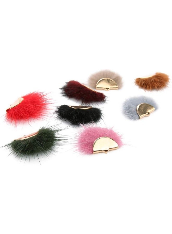 klarako 5pcs Pompom Earring Charms Faux Fur Fan Shape Earring Pendant Colorful DIY Fluffy Dangle Earring Charms for DIY Earring Jewelry Making Supplies (Pink)  - Image 4