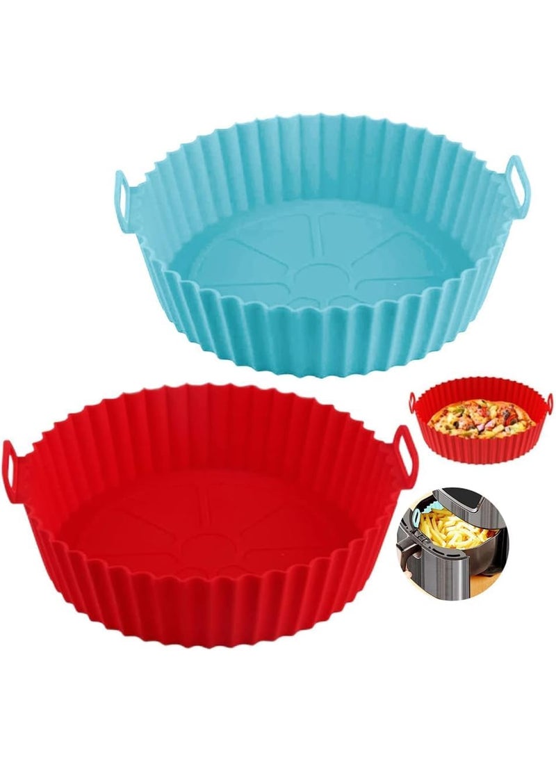 Airbyte AIRBYTE 2 PCS Air Fryer Liners I Round Silicone Basket Baking Tray I Pot with Ear Handles I Nonstick Reusable Heat Resistant I Cooking Oven Insert Accessories Multicolor Pack of 2 8 INCH  - Image 2