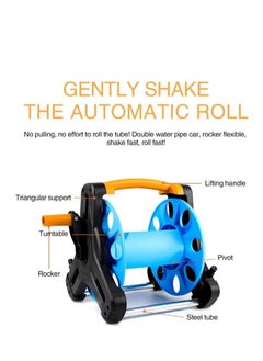 XiuWoo Garden Water Hose with Reel, Portable Wall Hanging, with Multi-Functional High-Pressure Water Gun and Water Pipe Bracket, Used for Garden Watering and Car Washing  - Image 3