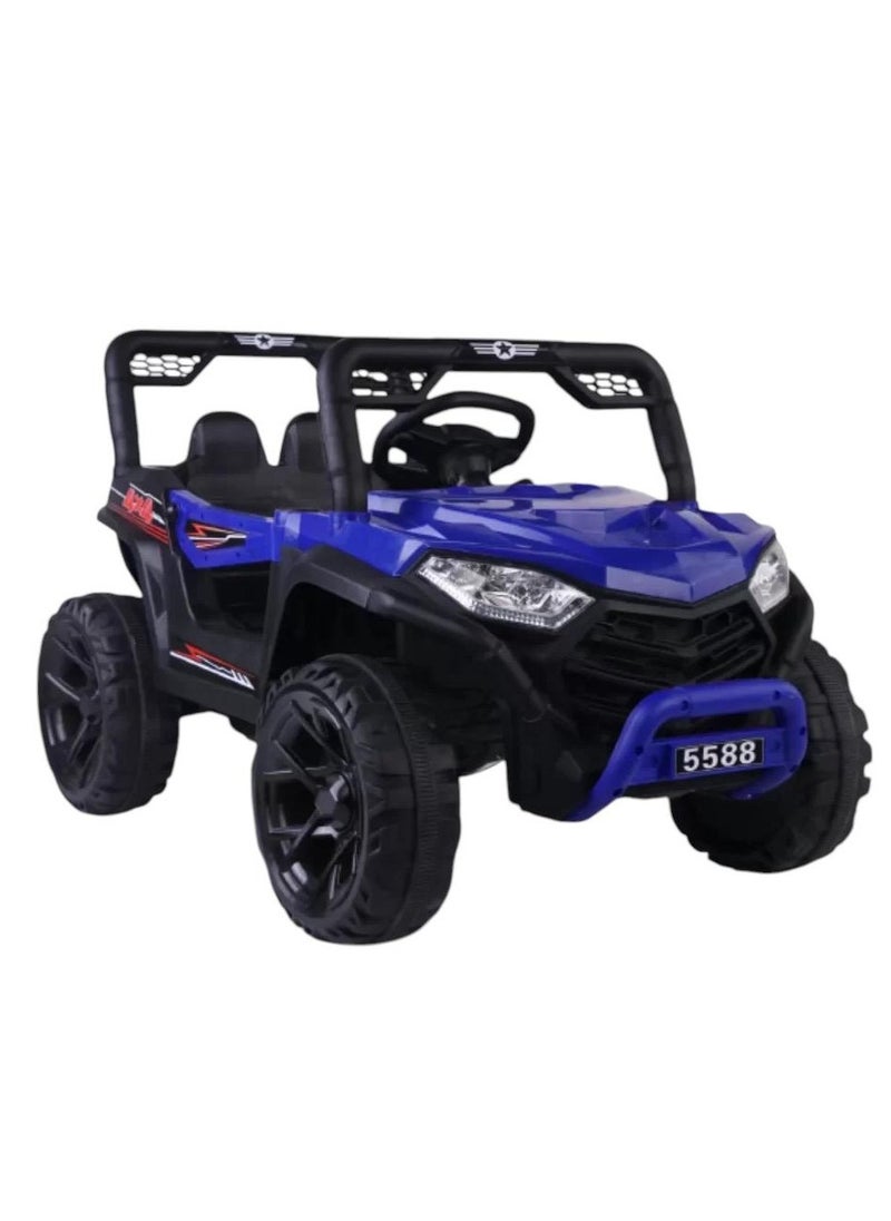 StarKids - Electric Kids Ride On Car Mountain Design Suitable for 2-6 Years Old with Remote Control and Internal Pedal 12V (Blue) - Image 1