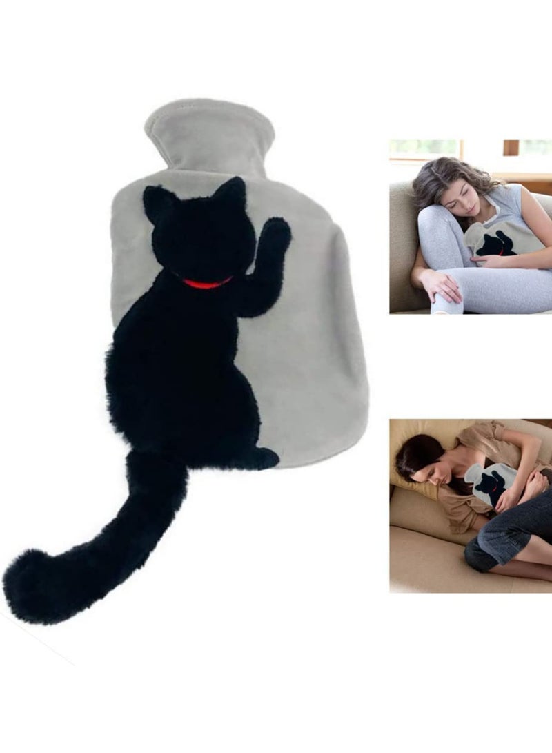 SOLARAE Hot Water Bag with Soft Cat Cover Winter Hand Warmer Feet Warmer Neck and Shoulder Pain Relief - Image 1