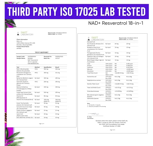 Adndale NAD Resveratrol Supplement. NMN Alternative Liposomal NAD+, Trans Resveratrol, Quercetin, Berberine, Betaine Anhydrous, Grape Seed, Fisetin. 90 Capsules - Image 4
