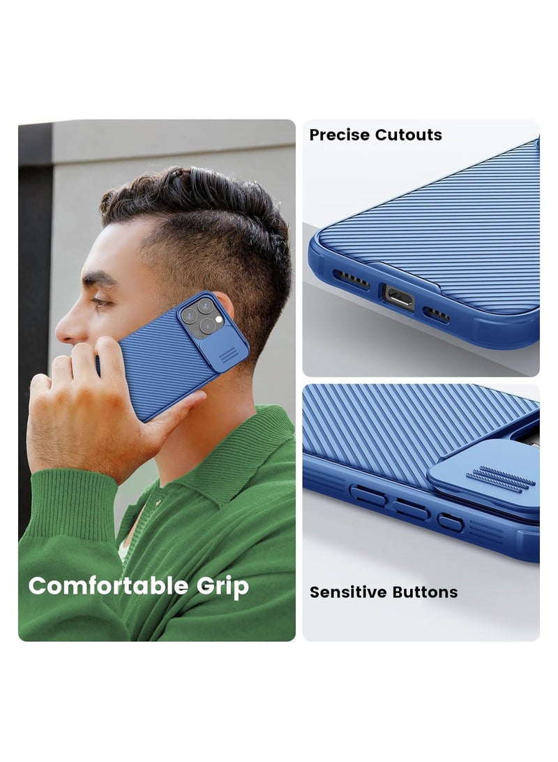 iPhone 15 Pro Max Case with Sliding Camera Cover - Upgraded Lens Protection, Hard PC + TPU Bumper, Slim Shockproof Protective Phone Case 6.7" - BLUE - Image 4