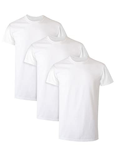 Hanes Men's Tagless Cotton Crew Undershirt Multiple Packs Colors, 3 Pack - White, Small - Image 1