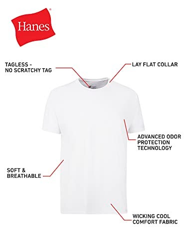 Hanes Men's Tagless Cotton Crew Undershirt Multiple Packs Colors, 3 Pack - White, Small - Image 5