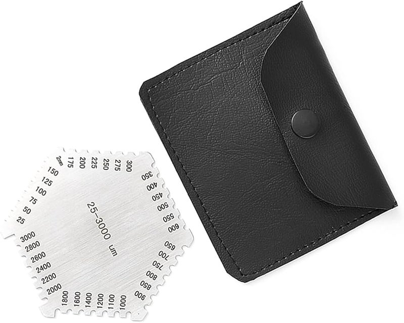 مشط فيلم رطب من الفولاذ المقاوم للصدأ 25 3000 ميكرومتر مقياس سمك مع حقيبة سوداء سهل الحمل - Image 1