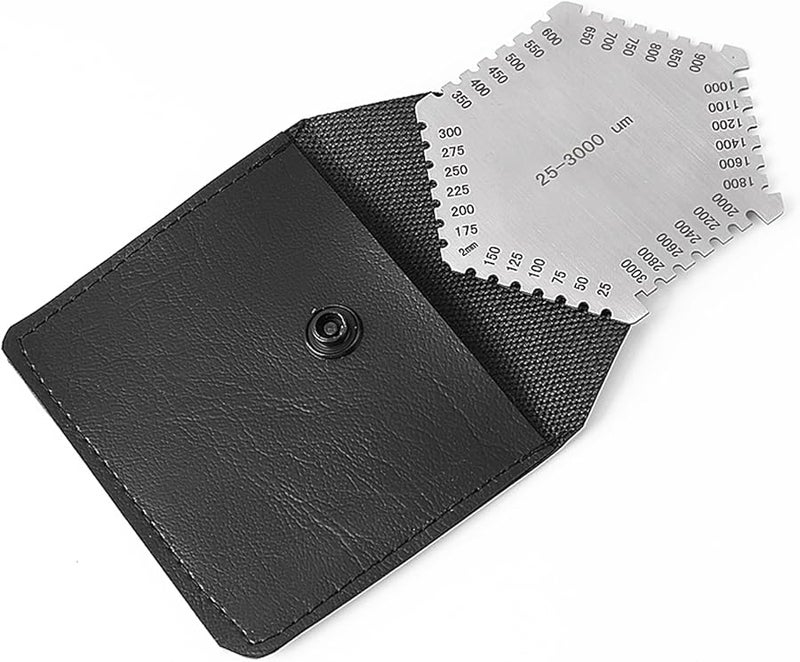 مشط فيلم رطب من الفولاذ المقاوم للصدأ 25 3000 ميكرومتر مقياس سمك مع حقيبة سوداء سهل الحمل - Image 4