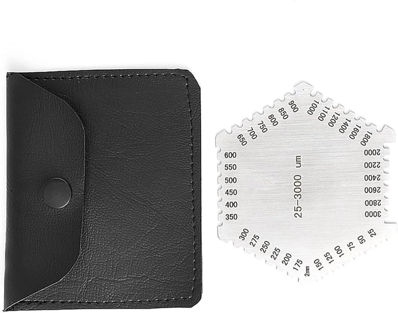 مشط فيلم رطب من الفولاذ المقاوم للصدأ 25 3000 ميكرومتر مقياس سمك مع حقيبة سوداء سهل الحمل - Image 3
