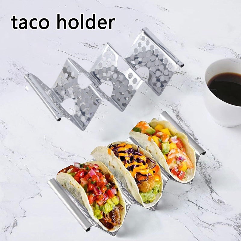 4 Piece Oven Safe Stainless Steel Taco Stands And Tortilla Holder Tray Set - Image 5