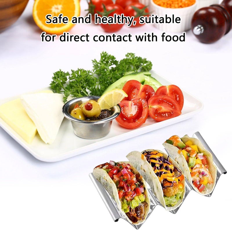 4 Piece Oven Safe Stainless Steel Taco Stands And Tortilla Holder Tray Set - Image 3