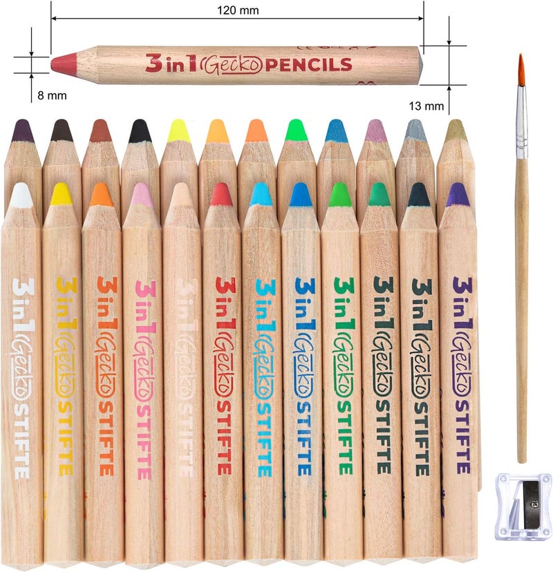 colozoo 3 In 1 Colouring Pencils - 24 Colours Set inc. Brush and Sharpener - Non-Toxic and Vegan for Ages 3 And Up - Image 2