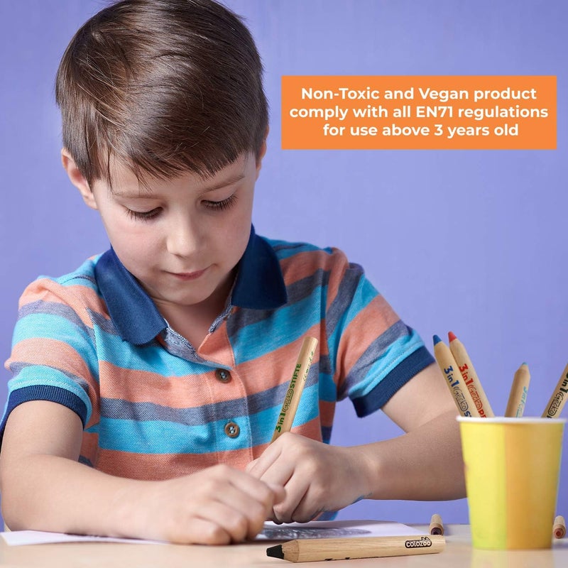 colozoo 3 In 1 Colouring Pencils - 24 Colours Set inc. Brush and Sharpener - Non-Toxic and Vegan for Ages 3 And Up - Image 5