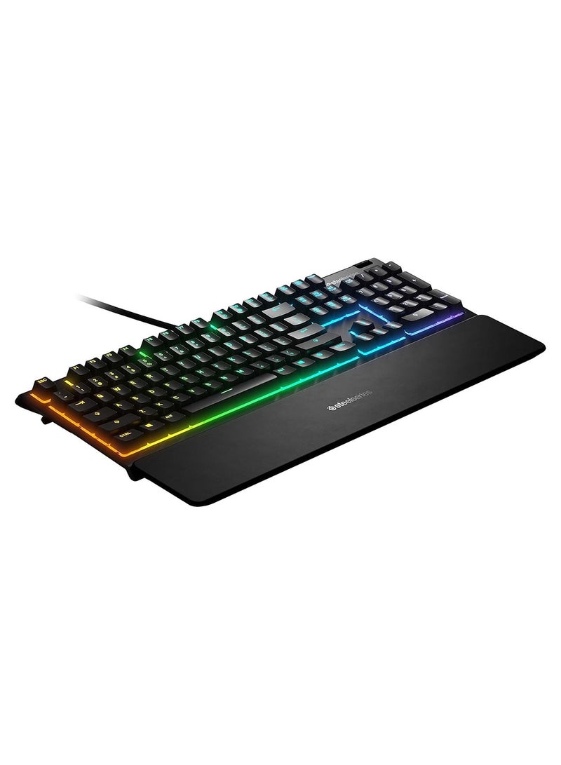 steelseries Apex 3 Water Resistant Gaming Keyboard, Premium Magnetic Wrist Rest, Whisper Quiet Gaming Switch, 10-Zone RGB Illumination, Anti-Ghosting, English US Layout, Black | 64795 - Image 2