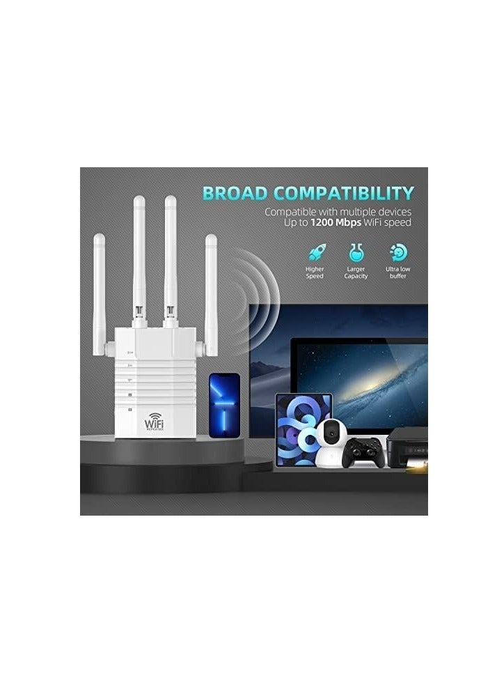 WiFi Extender, 1200Mbps WiFi Range Extender Signal Booster, Coverage up to 12880sq.ft and 105 Devices, WiFi Booster and Internet Range Extender, Internet Repeater - Image 2