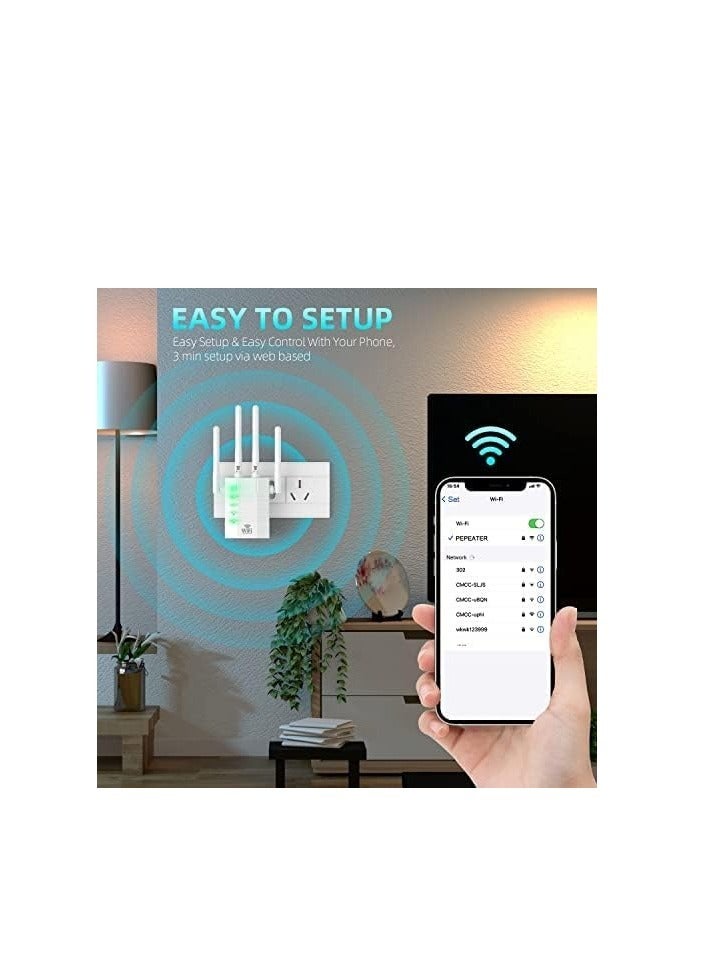 WiFi Extender, 1200Mbps WiFi Range Extender Signal Booster, Coverage up to 12880sq.ft and 105 Devices, WiFi Booster and Internet Range Extender, Internet Repeater - Image 4