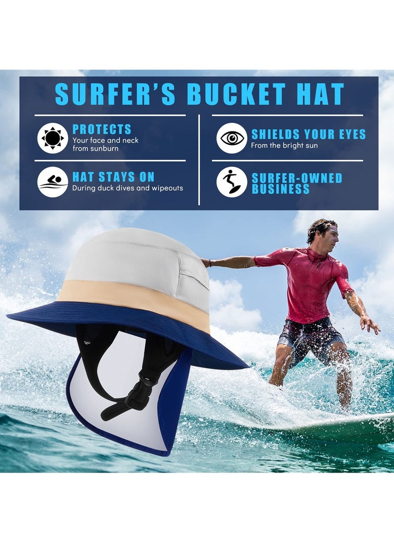 SYOSI - Surf Bucket Hat with Neck Flap, Waterproof Fishing Hat for Men and Women, Outdoor UV Sun Protection Wide Brim Hat, Ideal for Surfing, Boating, and Water Sports - Image 1