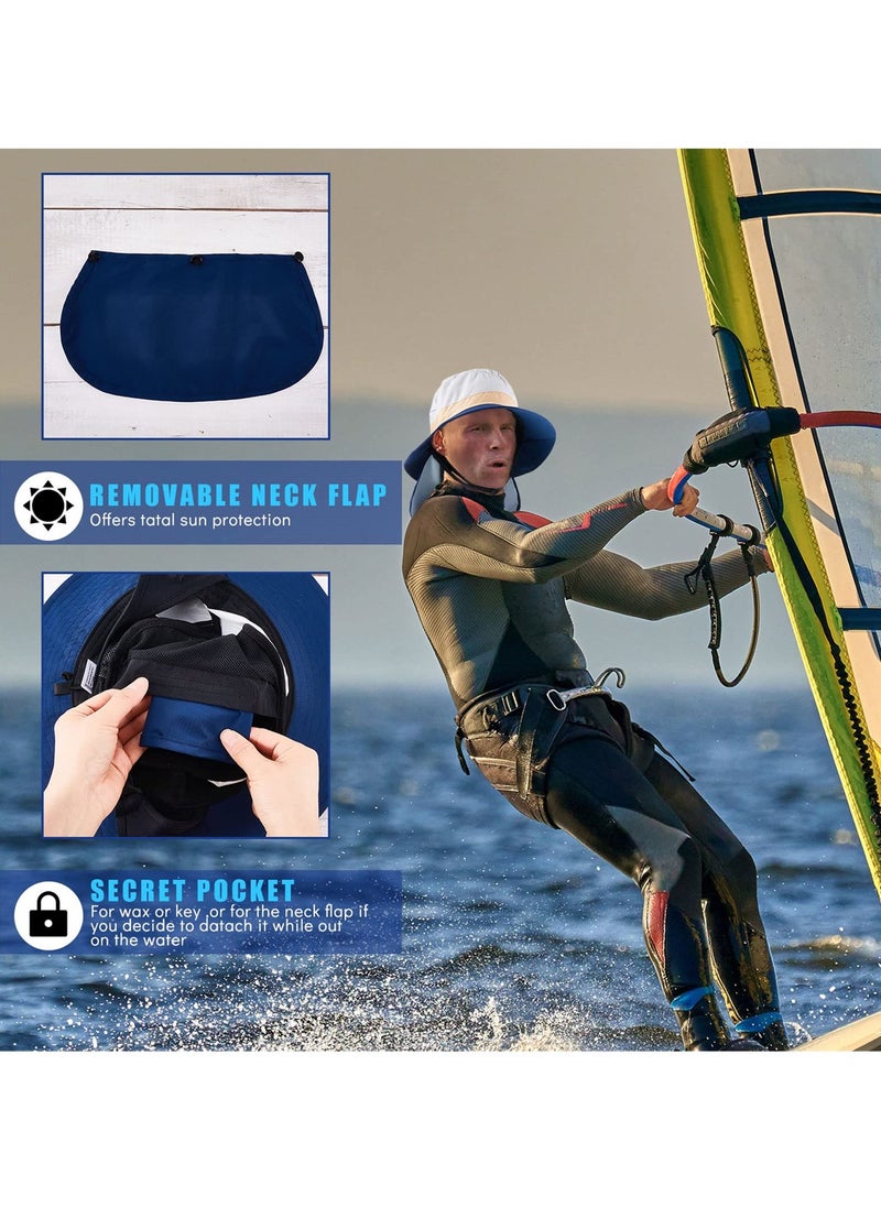 SYOSI - Surf Bucket Hat with Neck Flap, Waterproof Fishing Hat for Men and Women, Outdoor UV Sun Protection Wide Brim Hat, Ideal for Surfing, Boating, and Water Sports - Image 1