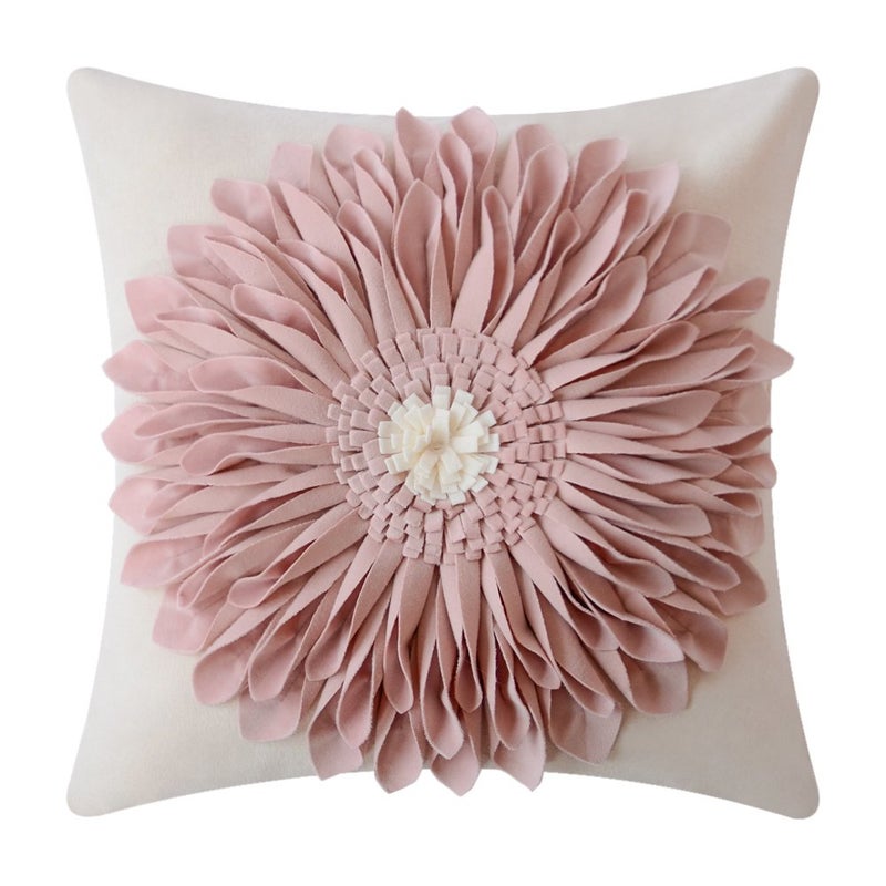 OiseauVoler Decorative Throw Pillow CoversHandmade 3D Flower Cushion Cover Cases Accent Pillowslip Square Gift Home Sofa Car Bed Room Decor 18 x 18 Inch Rose Gold