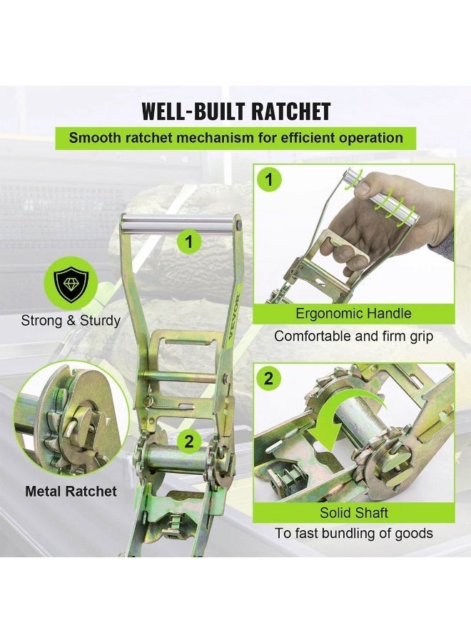 TOTAL Ratchet Tie Down Strap 10 Meter 5 Ton Heavy Duty Cargo Lashing Belt with Metal Ratchet Hook Fastening Strap for Truck Pickup Trailer Goods Transport Securing Load Binding Strap Strong Polyester Webbing - Image 2