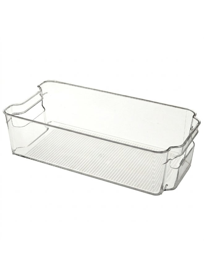 Homesmiths Refrigerator Organizer Bin, Large, L 37.5 x B 22 x H 10 cm | BPA-Free Clear Fridge Storage Container with Handles | Stackable Kitchen Storage Basket for Pantry, Freezer & Cabinet Organization - Image 1
