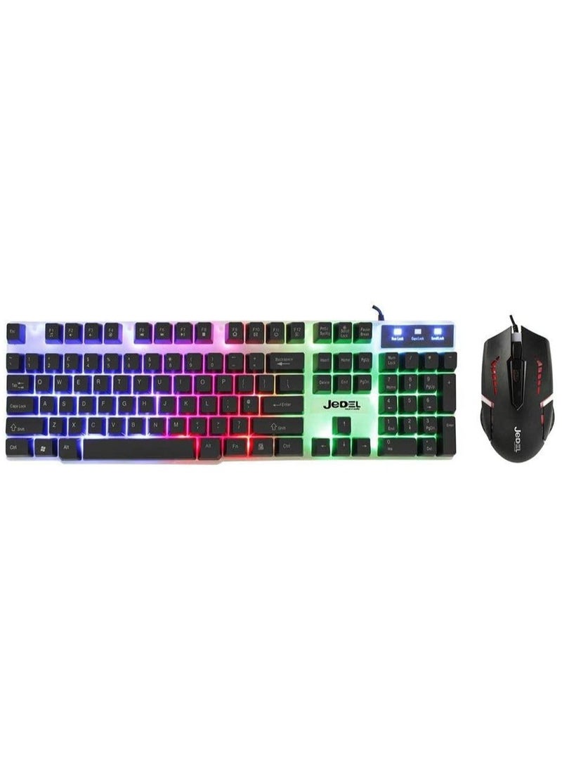 Jedel GK100 Colorful Lighting Keyboard and Mouse - Black - Image 2