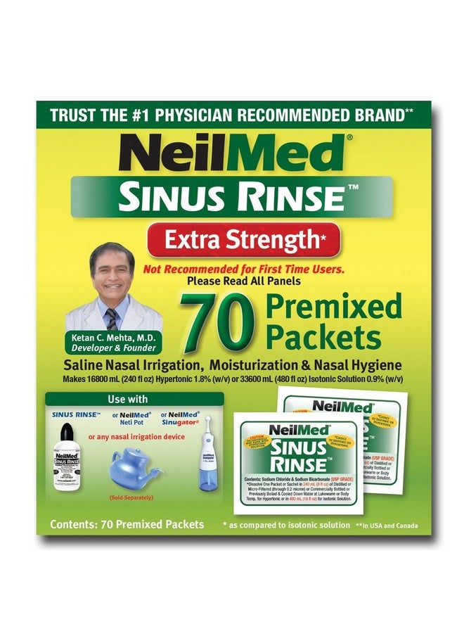 NeilMed NeilMed's Sinus Rinse Extra Strength Pre-Mixed Hypertonic Packets 70 Count Box  - Image 2