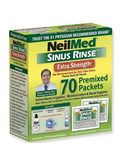 NeilMed's Sinus Rinse Extra Strength Pre-Mixed Hypertonic Packets 70 Count Box