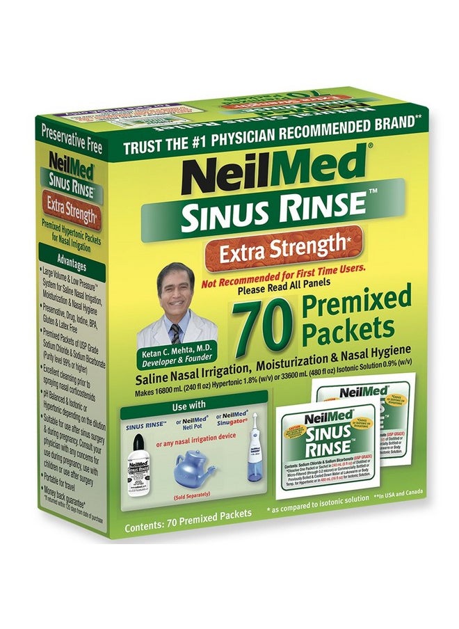 NeilMed NeilMed's Sinus Rinse Extra Strength Pre-Mixed Hypertonic Packets 70 Count Box  - Image 1