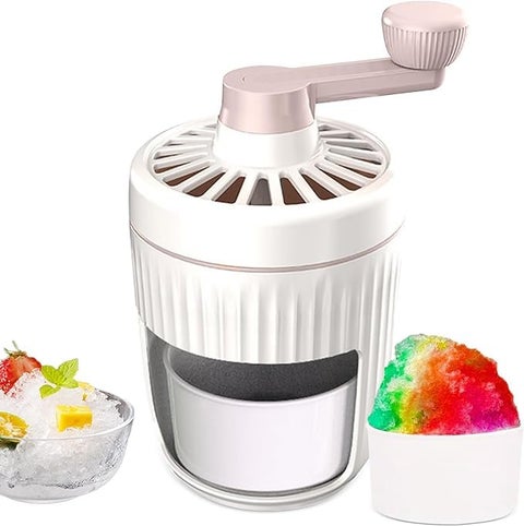 SHREVI Ice Crusher Machine Manual Crushed Ice Maker Ice Shaver Portable Crushed Ice Maker with Hand Crank Snow Cone Maker with Ice Cube TrayGreen