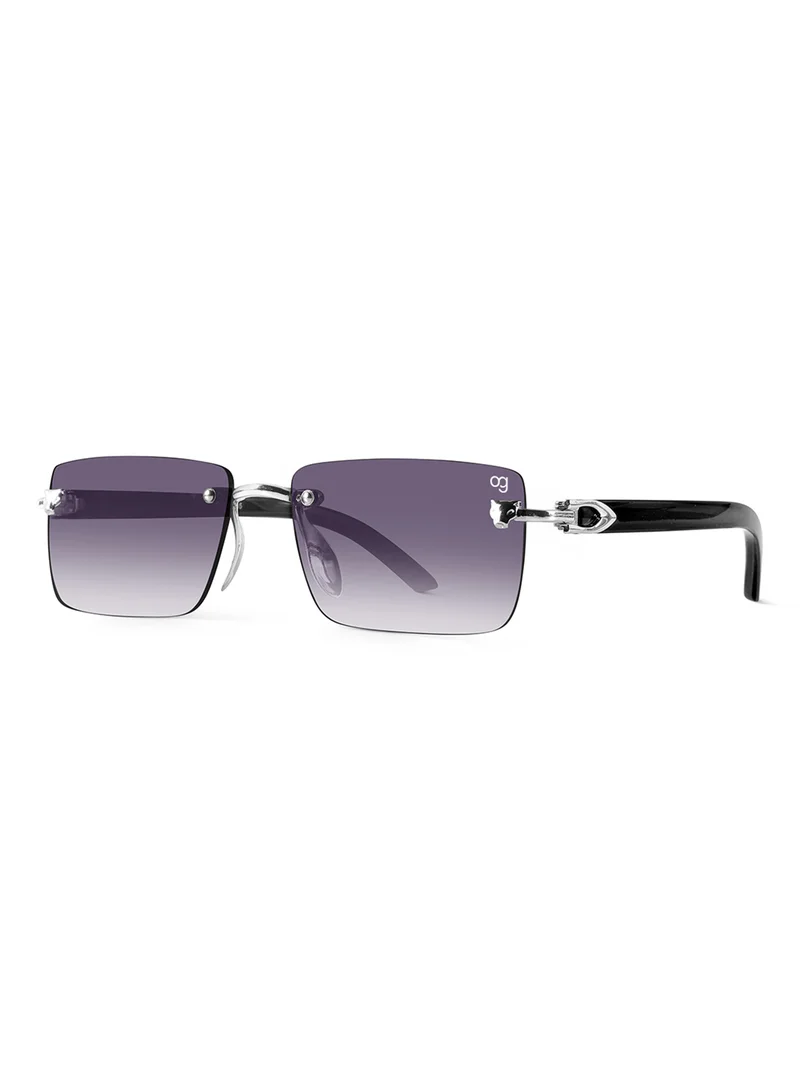 Woggles Xylo Silver Rimless Rectangle Sunglasses |Men & Women|100% UV Protection