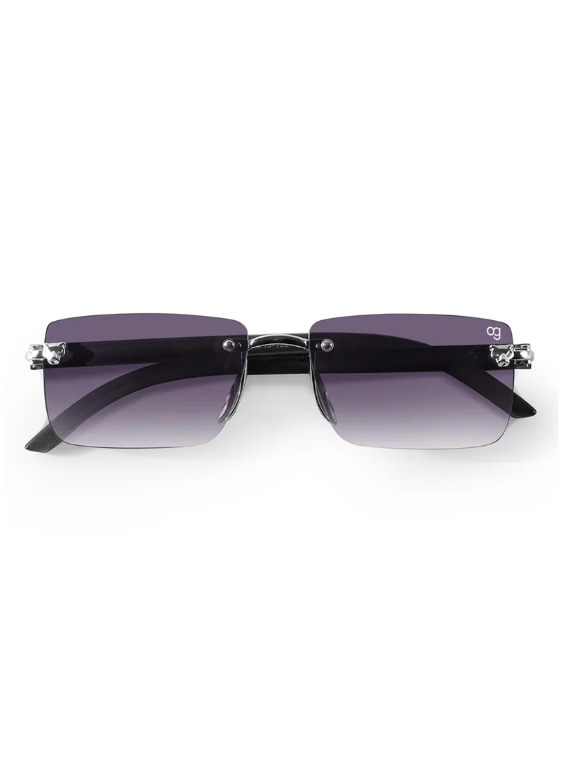 Woggles Xylo Silver Rimless Rectangle Sunglasses |Men & Women|100% UV Protection