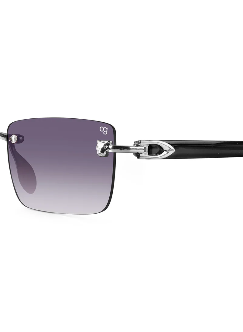 Woggles Xylo Silver Rimless Rectangle Sunglasses |Men & Women|100% UV Protection
