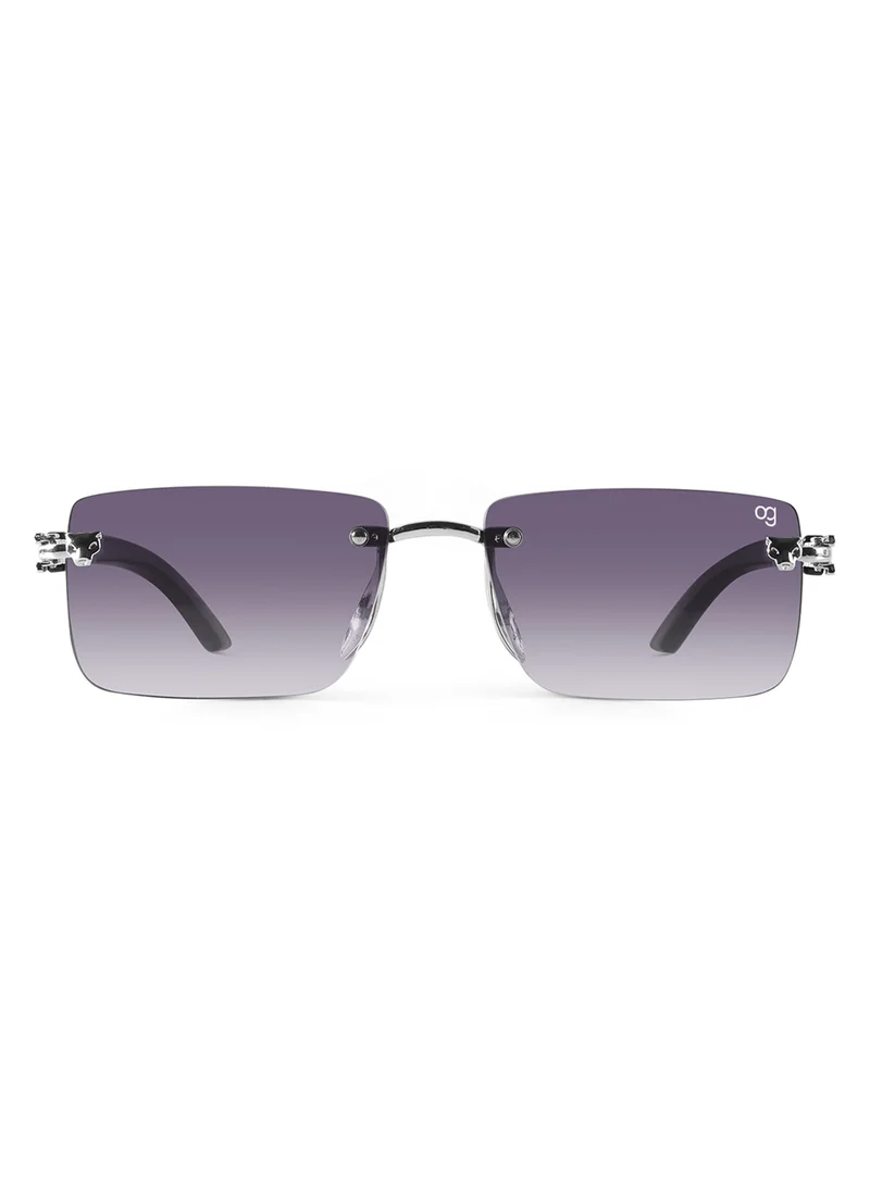 Woggles Xylo Silver Rimless Rectangle Sunglasses |Men & Women|100% UV Protection
