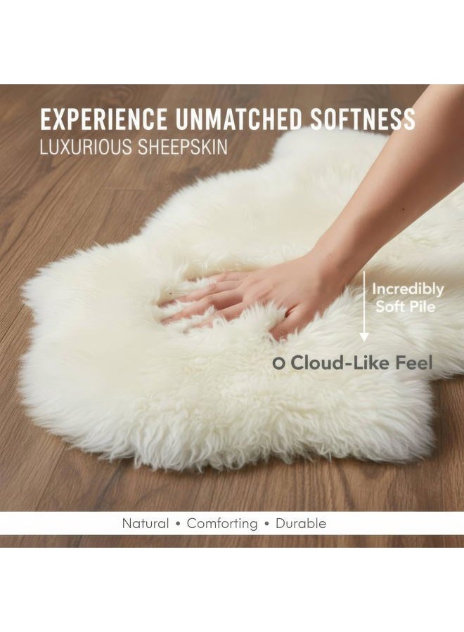 Super Area Rugs Premium Genuine New Zealand Fluffy Sheepskin Soft Bedroom/Living Room Natural White, Large 2' x 3' Single Pelt Sheep Skin for Chair Cover - - Image 4