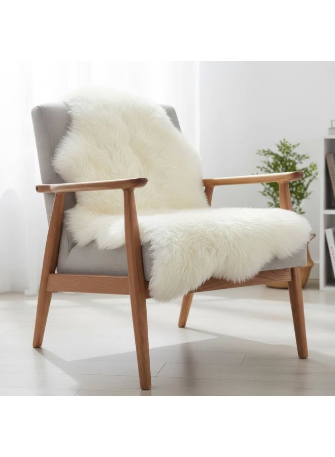 Super Area Rugs Premium Genuine New Zealand Fluffy Sheepskin Soft Bedroom/Living Room Natural White, Large 2' x 3' Single Pelt Sheep Skin for Chair Cover - - Image 2
