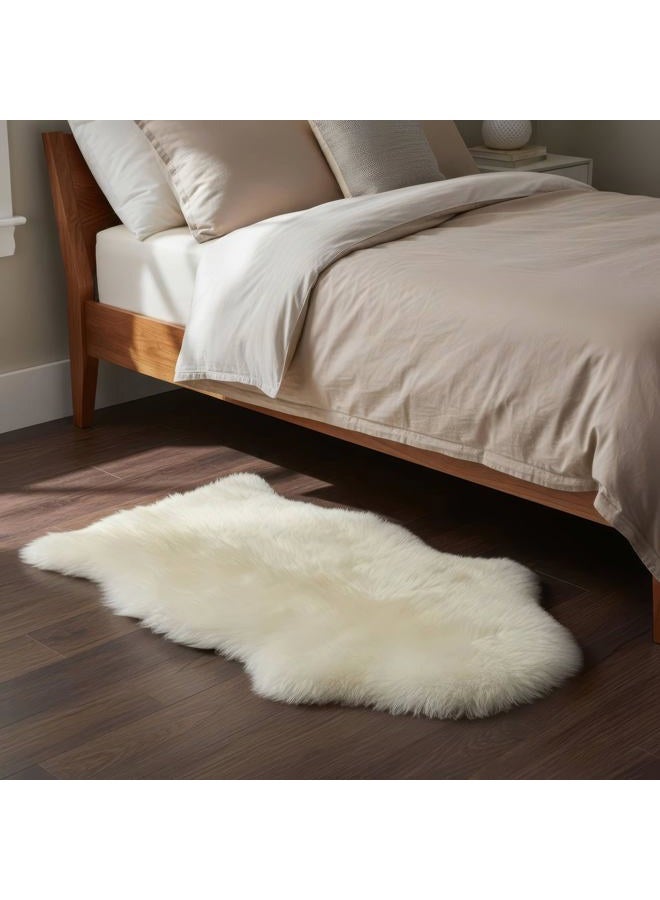 Super Area Rugs Premium Genuine New Zealand Fluffy Sheepskin Soft Bedroom/Living Room Natural White, Large 2' x 3' Single Pelt Sheep Skin for Chair Cover - - Image 1