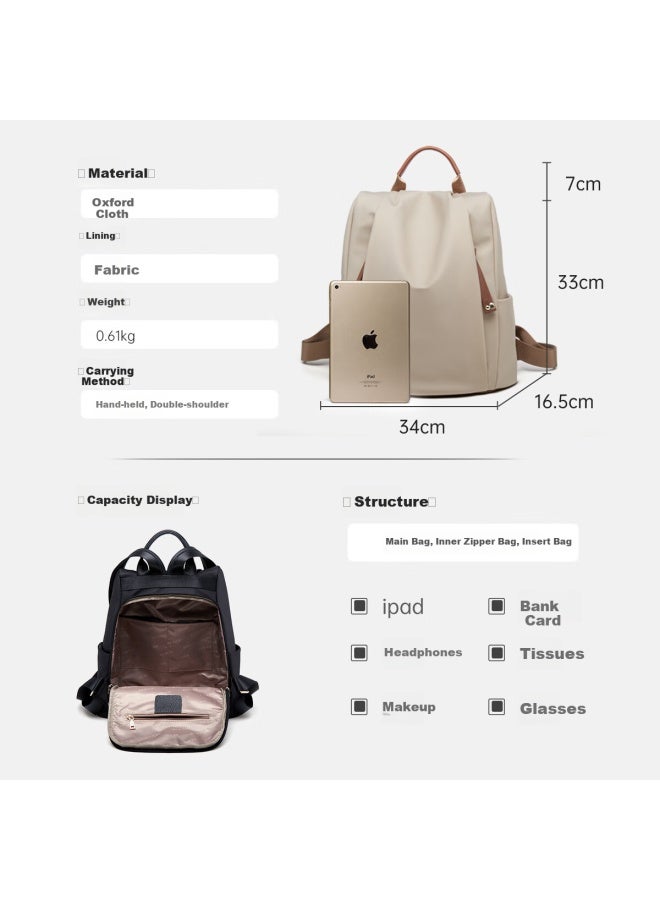 Zooler Women's Lightweight Oxford Cloth Backpack Large Capacity 14-inch Laptop Bag Travel Bag School Bag Large Version - Image 5