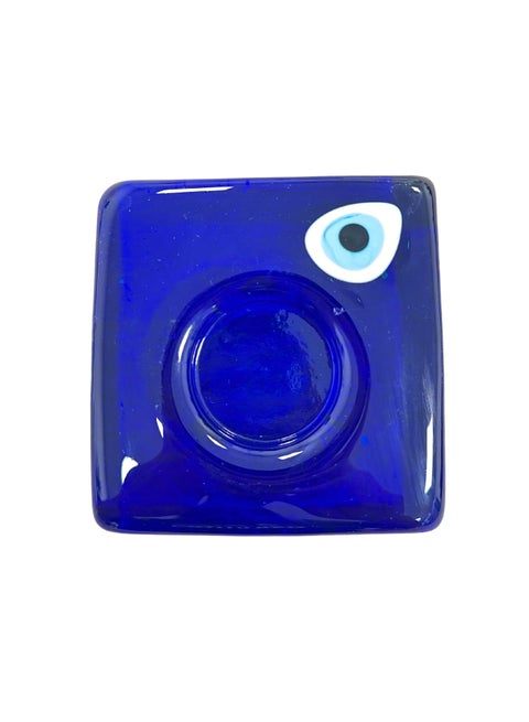 اشتري حامل الشموع Blue Evil Eye من Responsibility، مصنوع يدويًا من الزجاج التركي الأصلي، مثالي للديكور المنزلي والهدايا