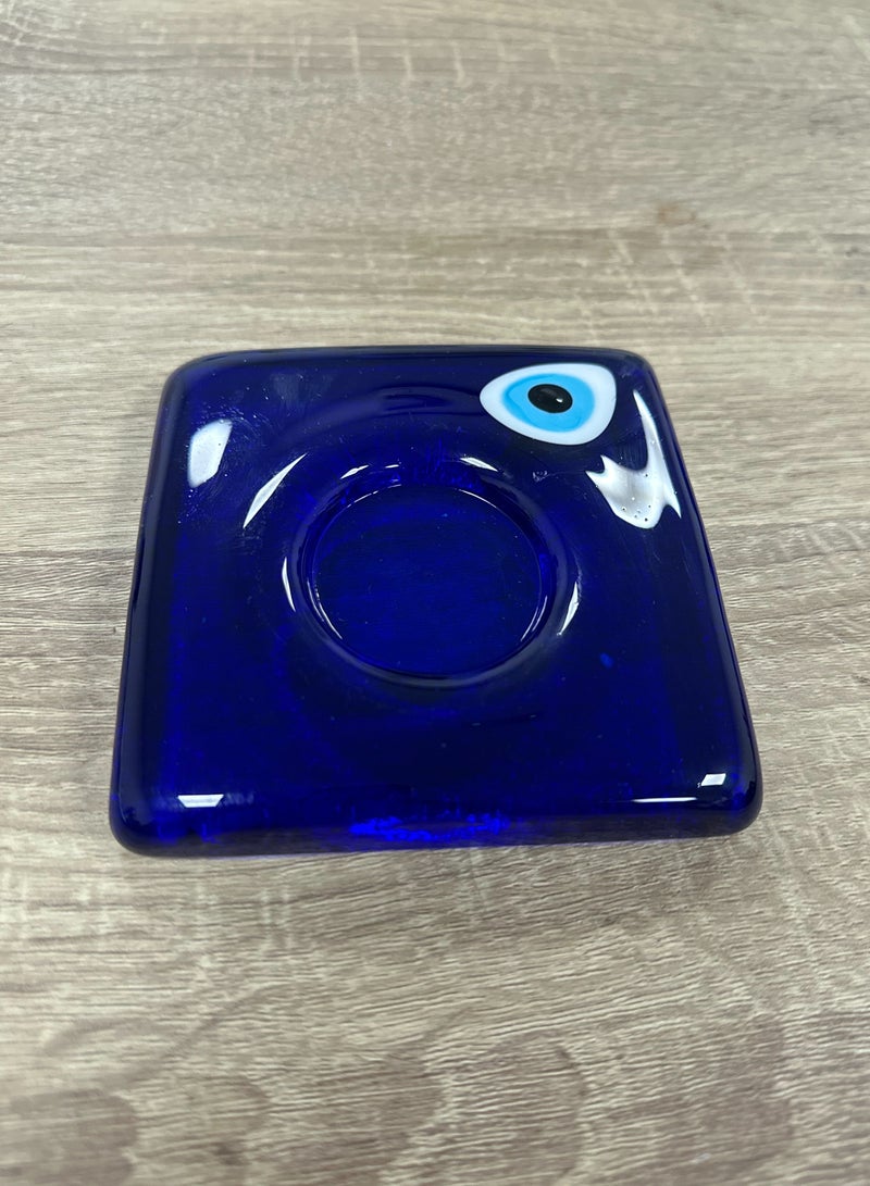 اشتري حامل الشموع Blue Evil Eye من Responsibility، مصنوع يدويًا من الزجاج التركي الأصلي، مثالي للديكور المنزلي والهدايا