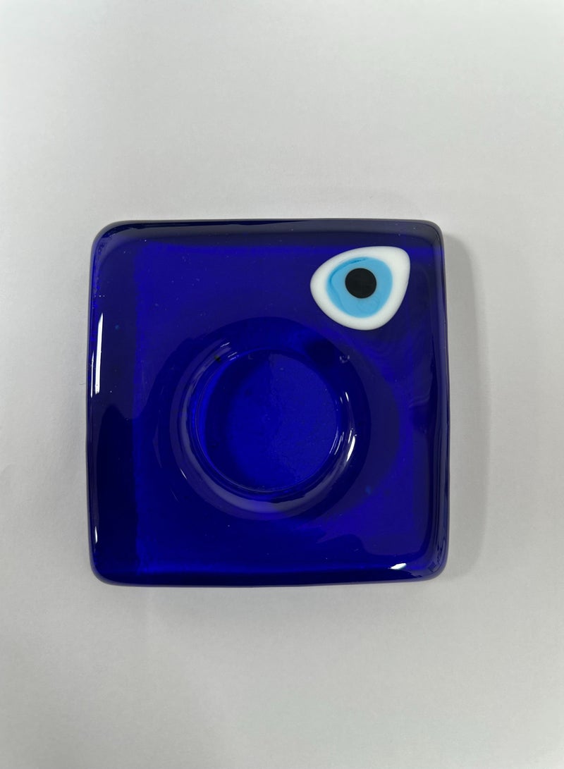 اشتري حامل الشموع Blue Evil Eye من Responsibility، مصنوع يدويًا من الزجاج التركي الأصلي، مثالي للديكور المنزلي والهدايا