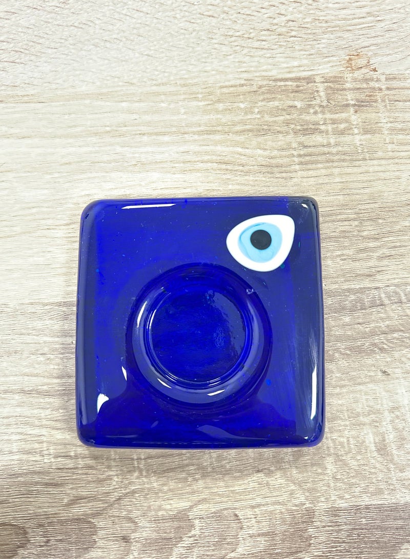 اشتري حامل الشموع Blue Evil Eye من Responsibility، مصنوع يدويًا من الزجاج التركي الأصلي، مثالي للديكور المنزلي والهدايا