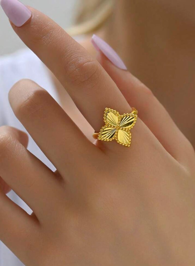 غولدماكس خاتم نسائي شبيه بالذهب مطلي باللون الذهبي عيار 21 بمقاس موحد - Image 3