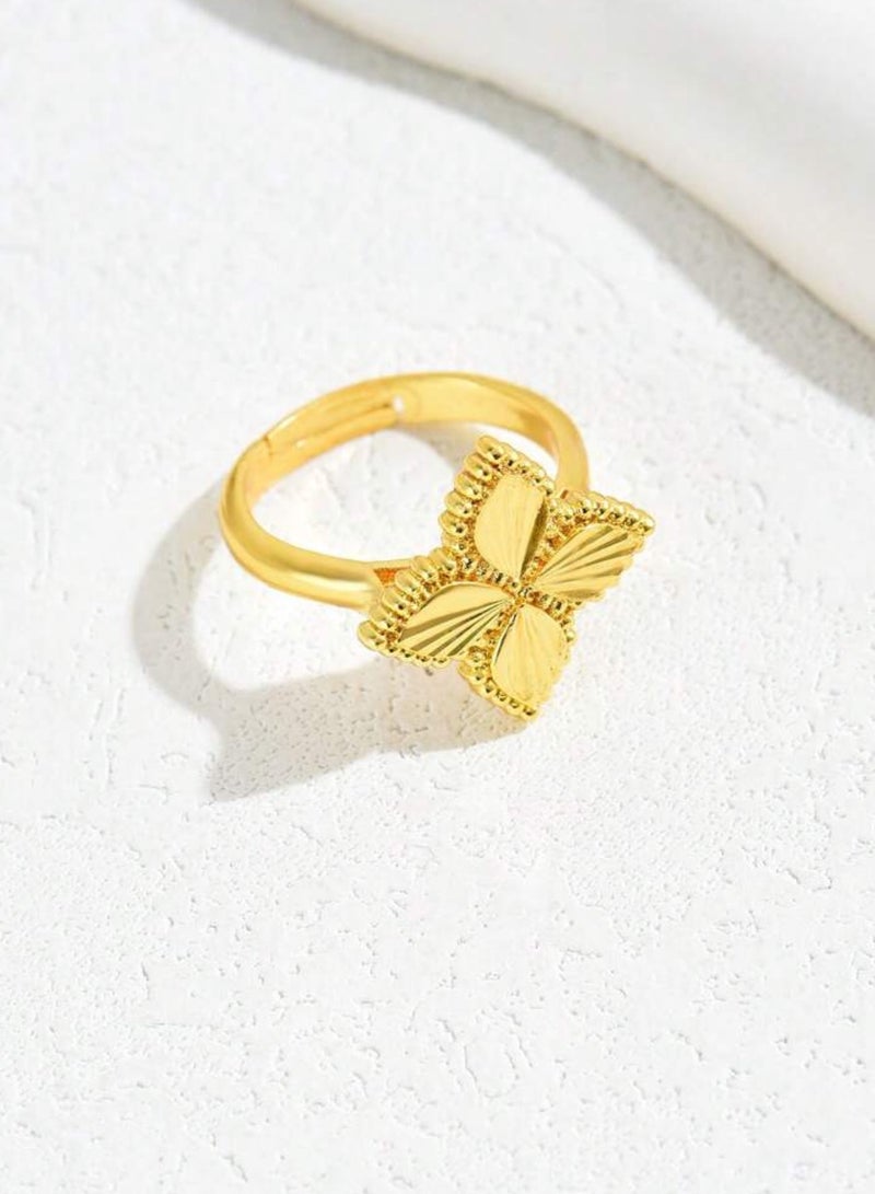 غولدماكس خاتم نسائي شبيه بالذهب مطلي باللون الذهبي عيار 21 بمقاس موحد - Image 2