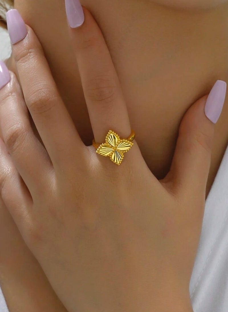 غولدماكس خاتم نسائي شبيه بالذهب مطلي باللون الذهبي عيار 21 بمقاس موحد - Image 1